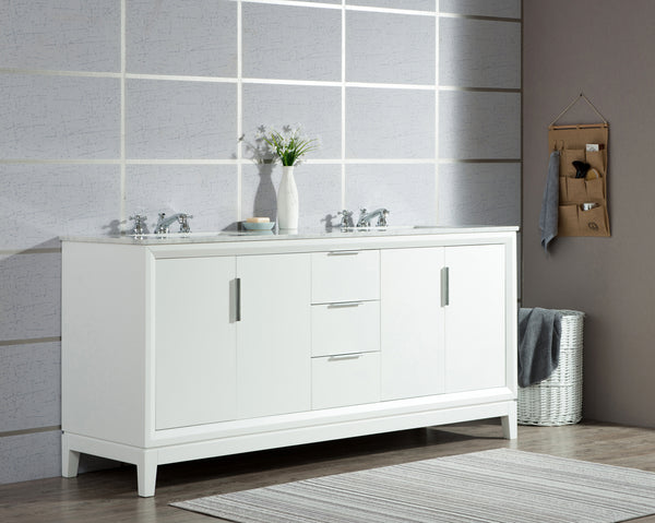 Water Creation Elizabeth 72" Inch Double Sink Carrara White Marble Vanity - Luxe Bathroom Vanities