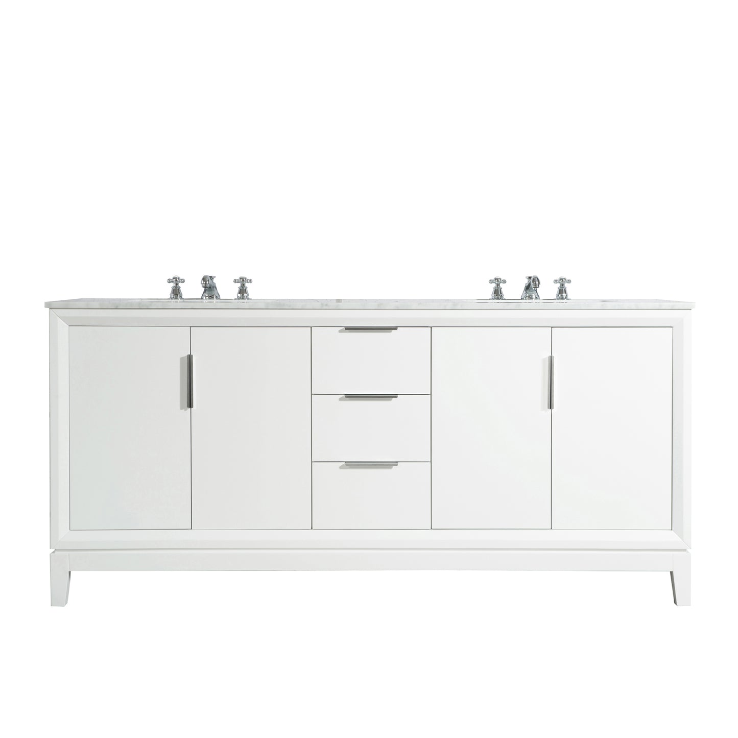 Water Creation Elizabeth 72" Inch Double Sink Carrara White Marble Vanity with Lavatory Faucet - Luxe Bathroom Vanities