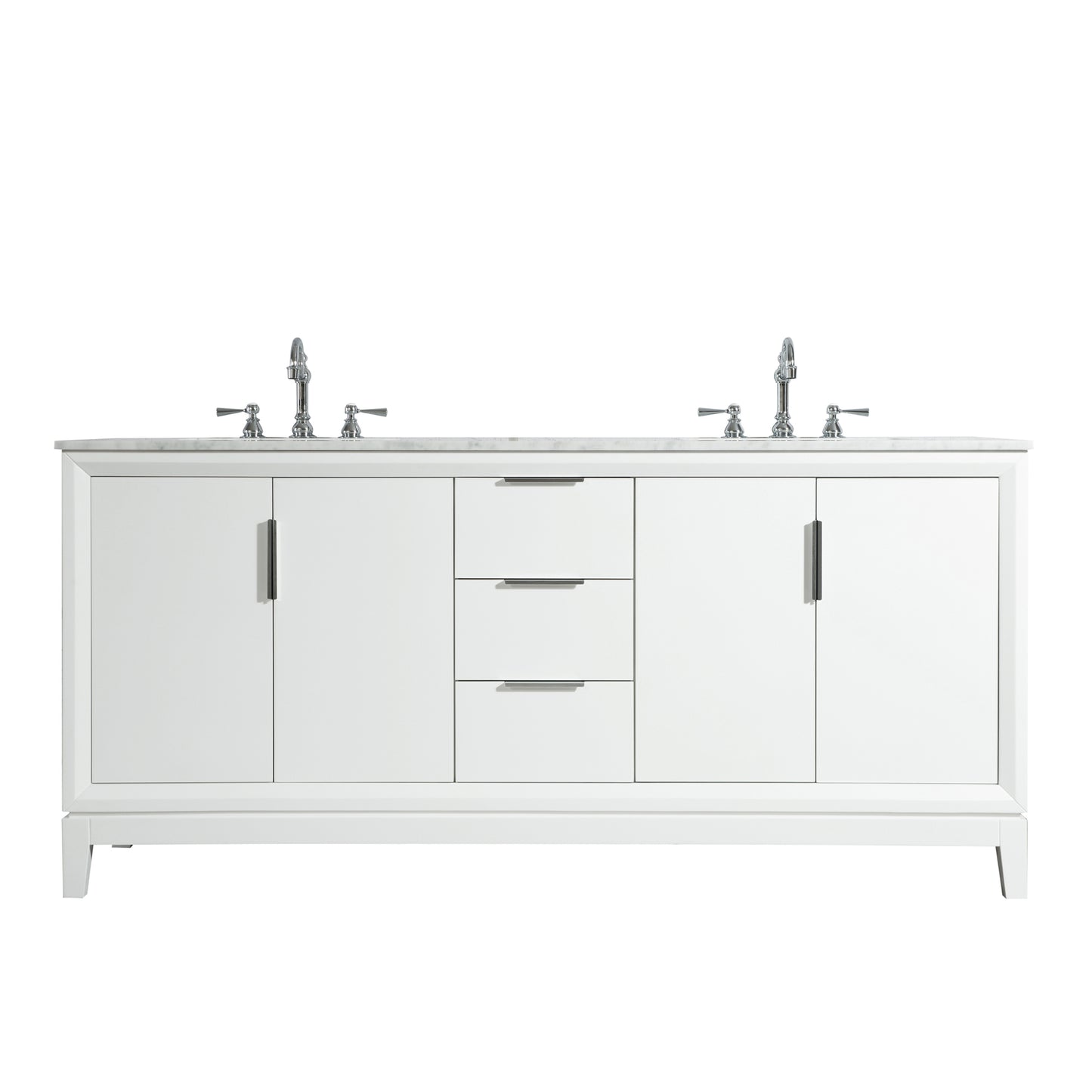 Water Creation Elizabeth 72" Double Sink Carrara White Marble Vanity with Lavatory Faucet - Luxe Bathroom Vanities