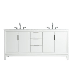Water Creation Elizabeth 72" Double Sink Carrara White Marble Vanity with Lavatory Faucet - Luxe Bathroom Vanities