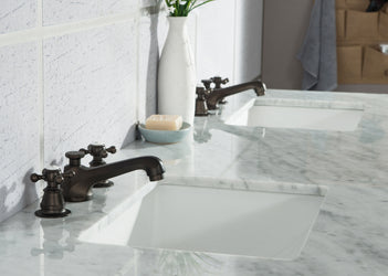 Water Creation Elizabeth 72" Inch Double Sink Carrara White Marble Vanity with Lavatory Faucet - Luxe Bathroom Vanities