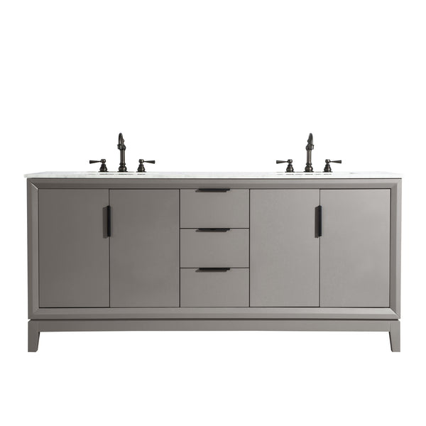Water Creation Elizabeth 72" Double Sink Carrara White Marble Vanity with Lavatory Faucet - Luxe Bathroom Vanities