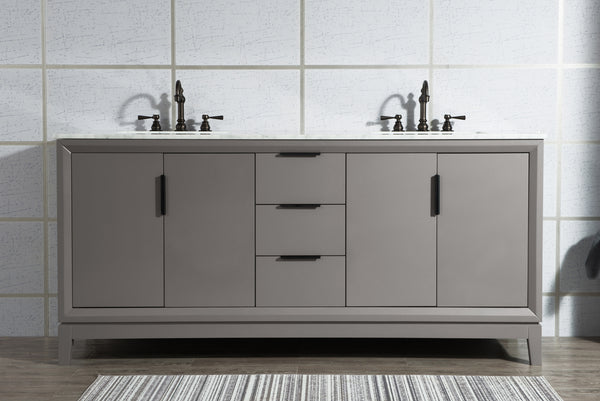 Water Creation Elizabeth 72" Double Sink Carrara White Marble Vanity with Lavatory Faucet - Luxe Bathroom Vanities