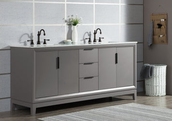 Water Creation Elizabeth 72" Double Sink Carrara White Marble Vanity with Lavatory Faucet - Luxe Bathroom Vanities