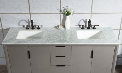 Water Creation Elizabeth 72" Double Sink Carrara White Marble Vanity with Lavatory Faucet - Luxe Bathroom Vanities