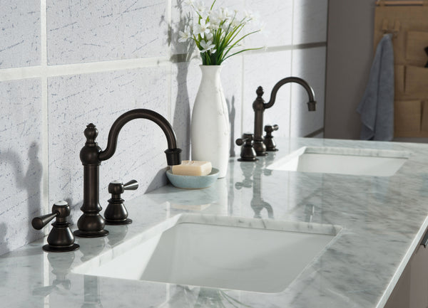 Water Creation Elizabeth 72" Double Sink Carrara White Marble Vanity with Lavatory Faucet - Luxe Bathroom Vanities