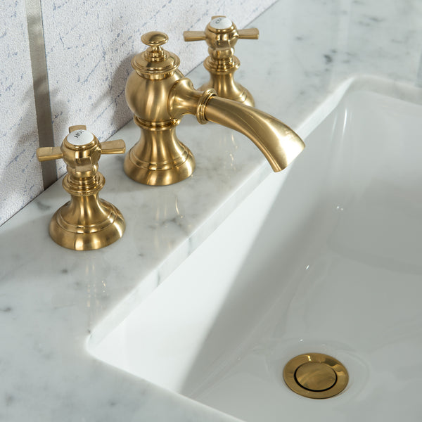 Water Creation Elizabeth 72" Double Sink Carrara White Marble Vanity with Lavatory Faucet - Luxe Bathroom Vanities