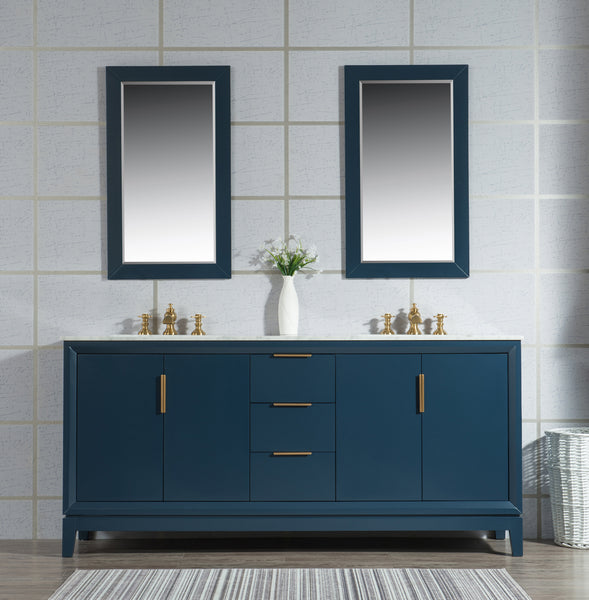 Water Creation Elizabeth 72" Double Sink Carrara White Marble Vanity with Lavatory Faucet - Luxe Bathroom Vanities