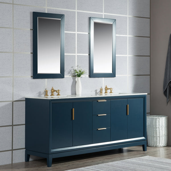 Water Creation Elizabeth 72" Double Sink Carrara White Marble Vanity with Lavatory Faucet - Luxe Bathroom Vanities