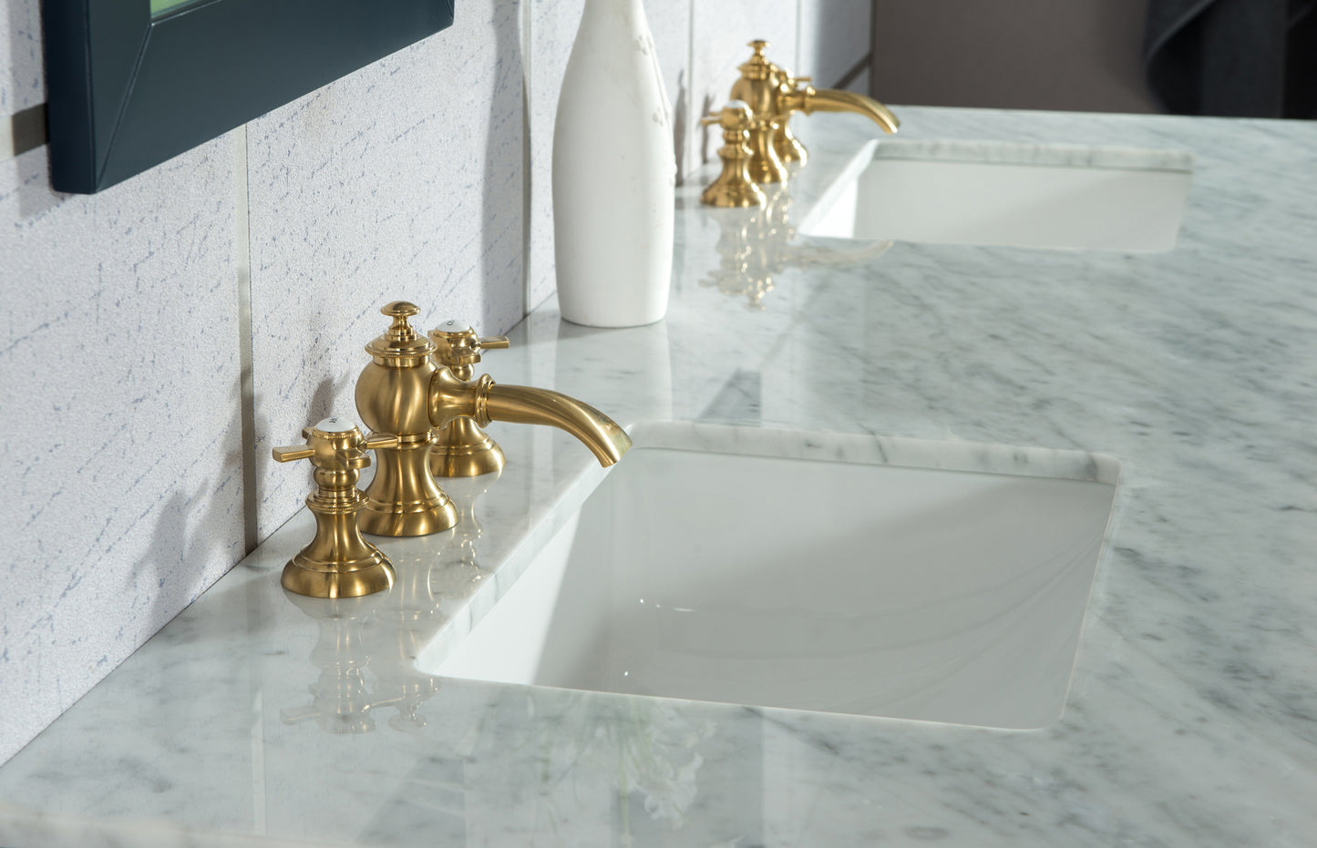 Water Creation Elizabeth 72" Double Sink Carrara White Marble Vanity with Lavatory Faucet - Luxe Bathroom Vanities