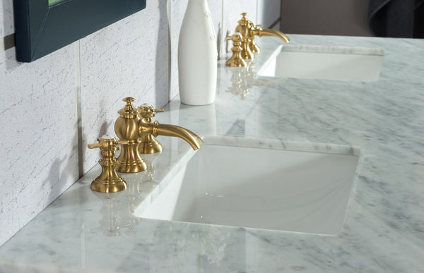 Water Creation Elizabeth 72" Double Sink Carrara White Marble Vanity with Lavatory Faucet - Luxe Bathroom Vanities