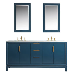 Water Creation Elizabeth 72" Inch Double Sink Carrara White Marble Vanity with Matching Mirror - Luxe Bathroom Vanities