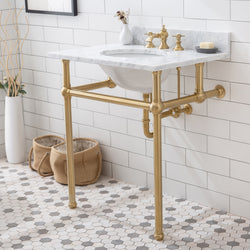 Water Creation Embassy 30 Inch Wide Single Wash Stand with P-Trap and Counter Top with Basin and F2-0013 Faucet - Luxe Bathroom Vanities