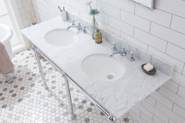 Water Creation Embassy 60 Inch Wide Double Wash Stand with P-Trap and Counter Top with Basin - Luxe Bathroom Vanities