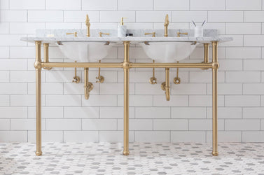 Water Creation Embassy 60 Inch Wide Double Wash Stand with P-Trap and Counter Top with Basin - Luxe Bathroom Vanities