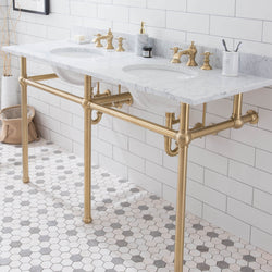 Water Creation Embassy 60 Inch Wide Double Wash Stand with Counter Top and F2-0013 Faucet - Luxe Bathroom Vanities
