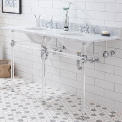 Water Creation Empire 60 Inch Wide Double Wash Stand with Counter Top with and F2-0013 Faucet - Luxe Bathroom Vanities