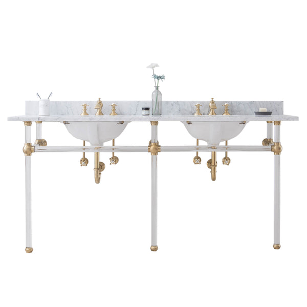 Water Creation Empire 72 Inch Wide Double Wash Stand with Counter Top and F2-0013 Faucet - Luxe Bathroom Vanities