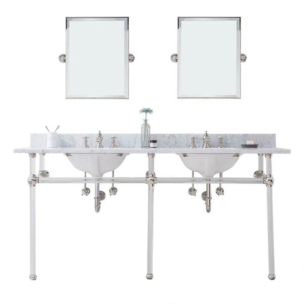 Water Creation Empire 72 Inch Wide Double Wash Stand with Counter Top and F2-0013 Faucet and Mirror - Luxe Bathroom Vanities