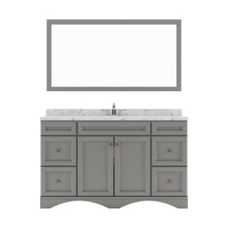 Virtu USA Talisa 60" Single Bath Vanity in White with White Quartz Top and Round Sink with Brushed Nickel Faucet with Matching Mirror - Luxe Bathroom Vanities