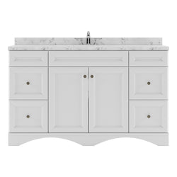 Virtu USA Talisa 60" Single Bath Vanity in White with White Quartz Top and Round Sink with Matching Mirror - Luxe Bathroom Vanities