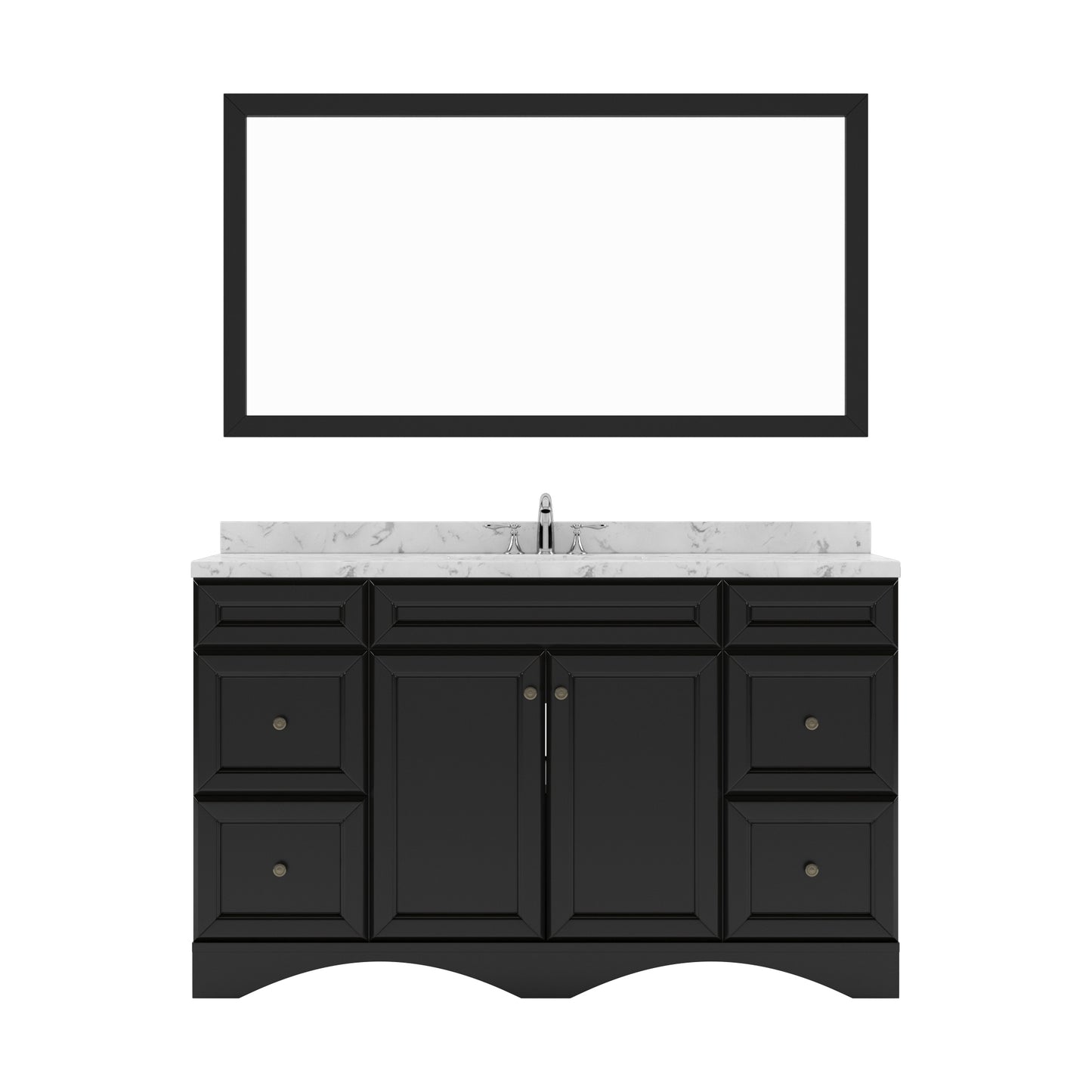 Virtu USA Talisa 60" Single Bath Vanity in White with White Quartz Top and Square Sink with Matching Mirror - Luxe Bathroom Vanities