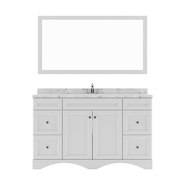 Virtu USA Talisa 60" Single Bath Vanity in White with White Quartz Top and Square Sink with Matching Mirror - Luxe Bathroom Vanities