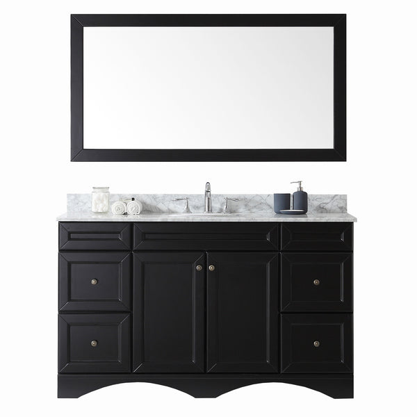 Virtu USA Talisa 60" Single Bath Vanity in Espresso with Marble Top and Round Sink with Polished Chrome Faucet and Mirror - Luxe Bathroom Vanities Luxury Bathroom Fixtures Bathroom Furniture