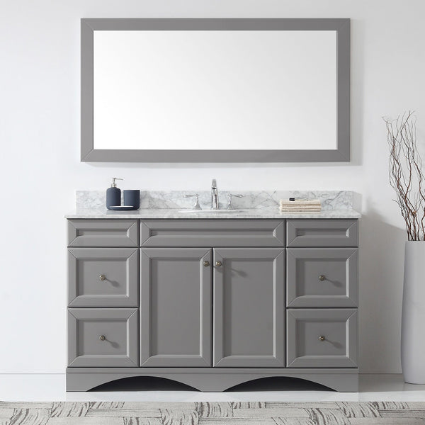 Virtu USA Talisa 60" Single Bath Vanity with Marble Top and Round Sink with Polished Chrome Faucet and Mirror - Luxe Bathroom Vanities