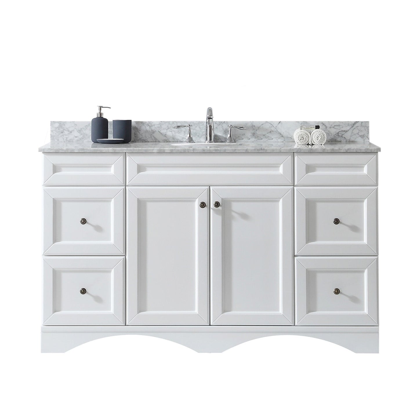 Virtu USA Talisa 60" Single Bath Vanity with Marble Top and Round Sink - Luxe Bathroom Vanities