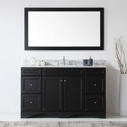 Virtu USA Talisa 60" Single Bath Vanity in Espresso with Marble Top and Square Sink with Polished Chrome Faucet and Mirror - Luxe Bathroom Vanities Luxury Bathroom Fixtures Bathroom Furniture