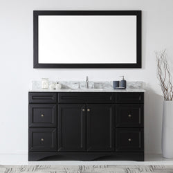 Virtu USA Talisa 60" Single Bath Vanity with Marble Top and Square Sink with Mirror - Luxe Bathroom Vanities