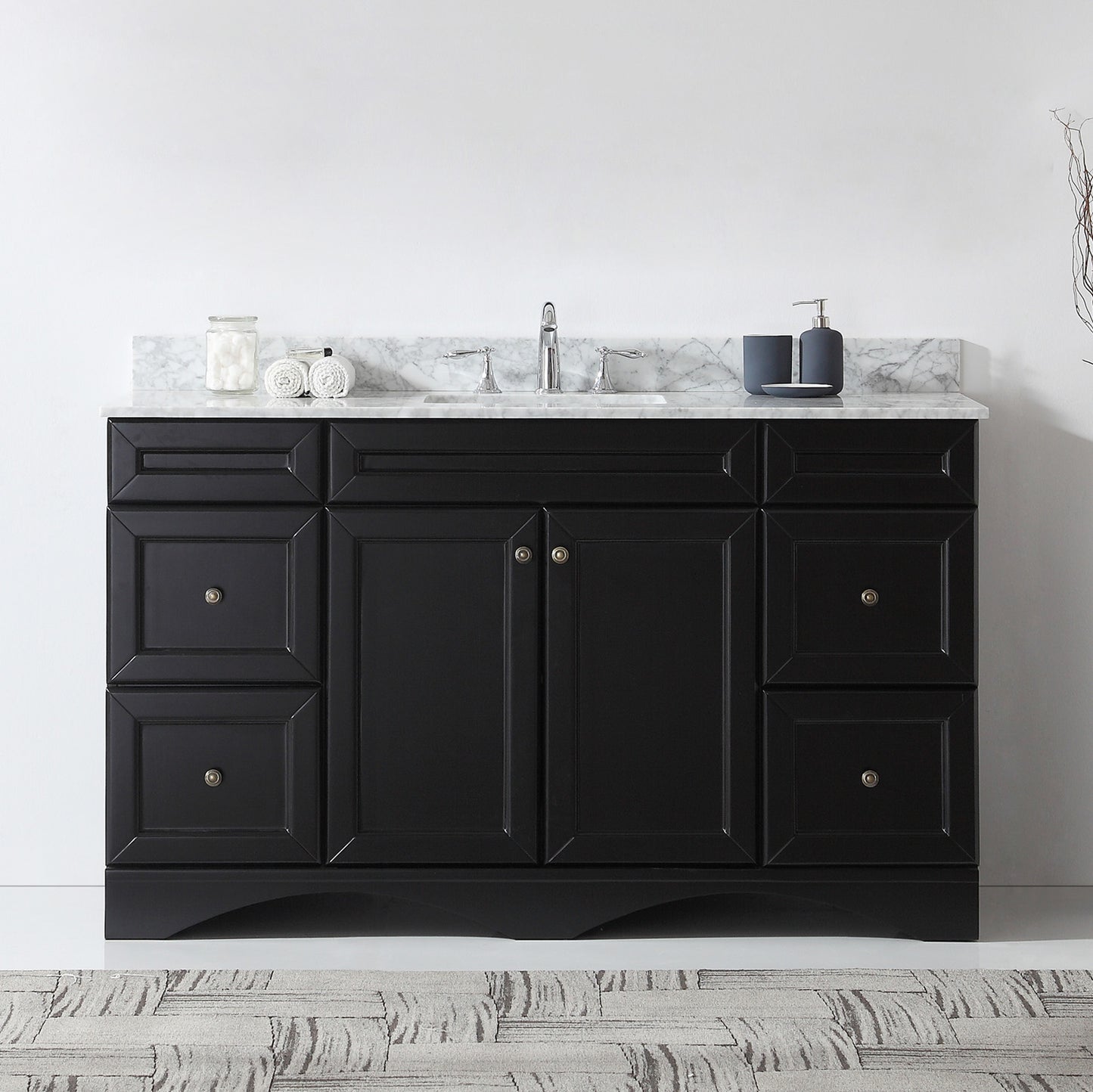 Virtu USA Talisa 60" Single Bath Vanity in Espresso with Marble Top and Square Sink - Luxe Bathroom Vanities Luxury Bathroom Fixtures Bathroom Furniture