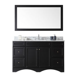 Virtu USA Talisa 60" Single Bath Vanity with Marble Top and Square Sink with Mirror - Luxe Bathroom Vanities