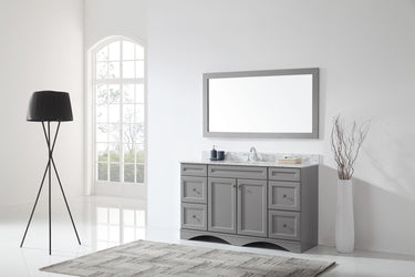 Virtu USA Talisa 60" Single Bath Vanity in Grey with Marble Top and Square Sink with Mirror - Luxe Bathroom Vanities Luxury Bathroom Fixtures Bathroom Furniture