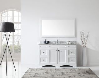 Virtu USA Talisa 60" Single Bath Vanity with Marble Top and Square Sink with Polished Chrome Faucet and Mirror - Luxe Bathroom Vanities