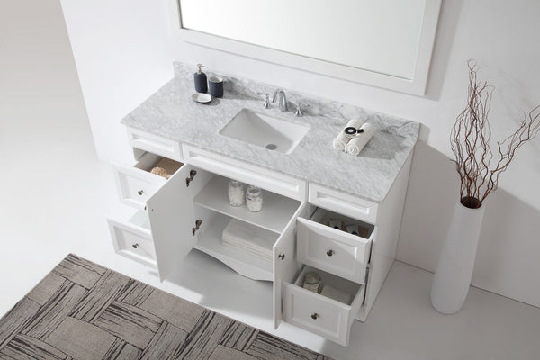 Virtu USA Talisa 60" Single Bath Vanity with Marble Top and Square Sink with Polished Chrome Faucet and Mirror - Luxe Bathroom Vanities