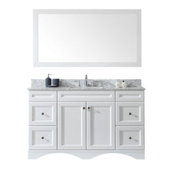 Virtu USA Talisa 60" Single Bath Vanity with Marble Top and Square Sink with Brushed Nickel Faucet and Mirror - Luxe Bathroom Vanities
