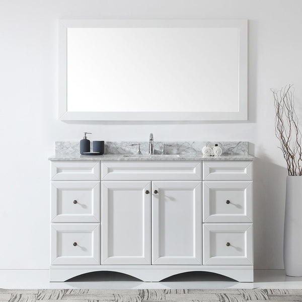 Virtu USA Talisa 60" Single Bath Vanity with Marble Top and Square Sink with Mirror - Luxe Bathroom Vanities