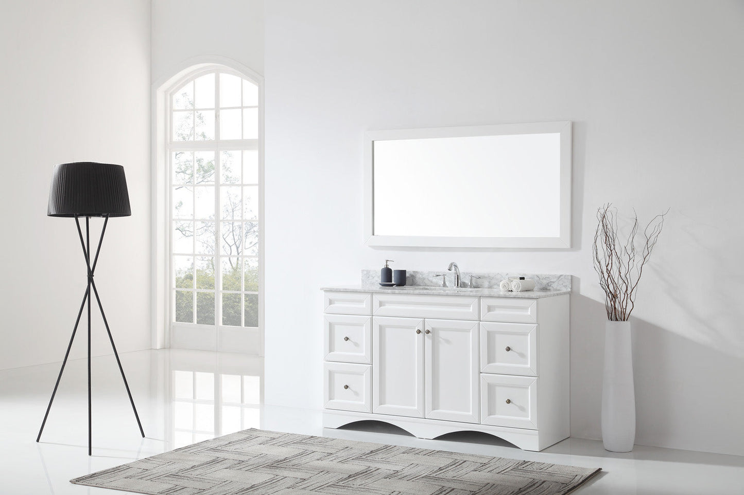 Virtu USA Talisa 60" Single Bath Vanity with Marble Top and Square Sink with Mirror - Luxe Bathroom Vanities