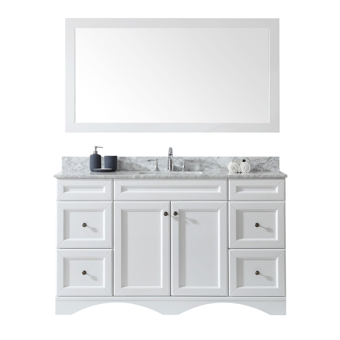 Virtu USA Talisa 60" Single Bath Vanity with Marble Top and Square Sink with Mirror - Luxe Bathroom Vanities