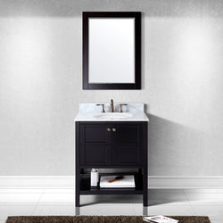 Virtu USA Winterfell 30" Single Bath Vanity with Marble Top and Round Sink with Mirror - Luxe Bathroom Vanities Luxury Bathroom Fixtures Bathroom Furniture