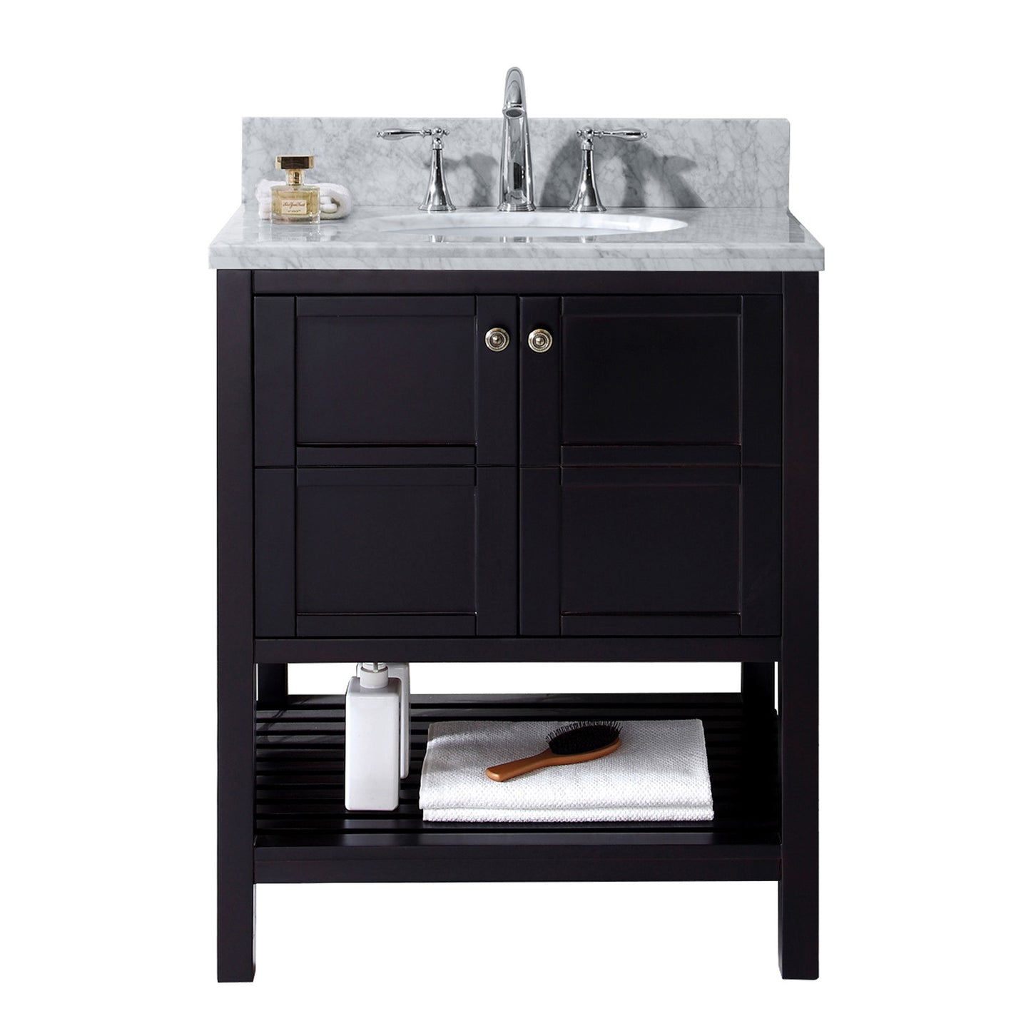 Virtu USA Winterfell 30" Single Bath Vanity with Marble Top and Round Sink - Luxe Bathroom Vanities Luxury Bathroom Fixtures Bathroom Furniture