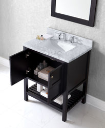 Virtu USA Winterfell 30" Single Bath Vanity with Marble Top and Square Sink with Polished Chrome Faucet and Mirror - Luxe Bathroom Vanities Luxury Bathroom Fixtures Bathroom Furniture