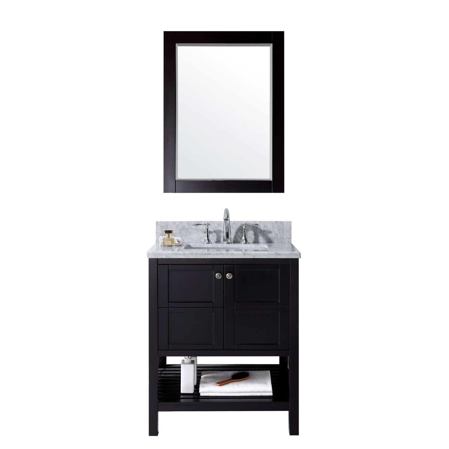 Virtu USA Winterfell 30" Single Bath Vanity with Marble Top and Square Sink with Mirror - Luxe Bathroom Vanities Luxury Bathroom Fixtures Bathroom Furniture