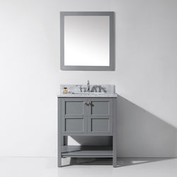Virtu USA Winterfell 30" Single Bath Vanity with Marble Top and Square Sink with Mirror - Luxe Bathroom Vanities Luxury Bathroom Fixtures Bathroom Furniture