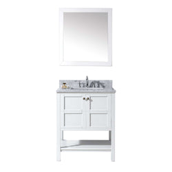 Virtu USA Winterfell 30" Single Bath Vanity with Marble Top and Square Sink with Brushed Nickel Faucet and Mirror - Luxe Bathroom Vanities Luxury Bathroom Fixtures Bathroom Furniture