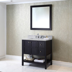 Virtu USA Winterfell 36" Single Bath Vanity in Espresso with Marble Top and Square Sink with Mirror - Luxe Bathroom Vanities Luxury Bathroom Fixtures Bathroom Furniture