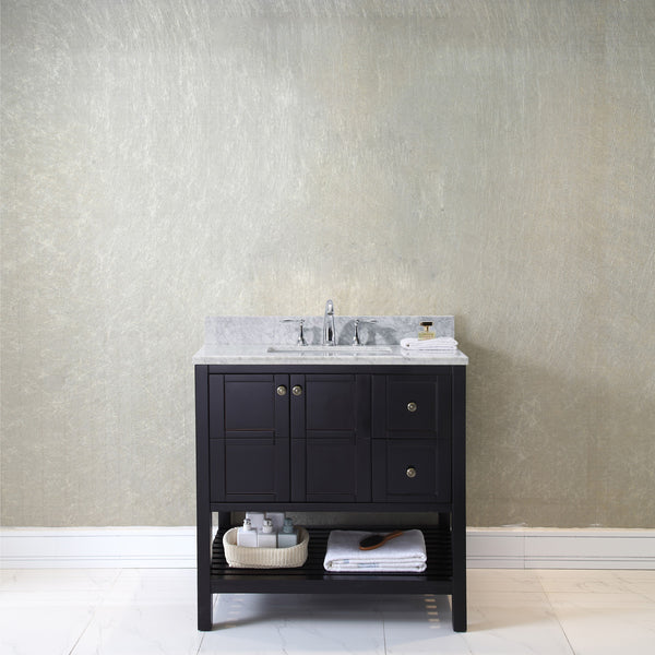 Virtu USA Winterfell 36" Single Bath Vanity with Marble Top and Square Sink - Luxe Bathroom Vanities