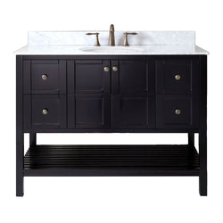 Virtu USA Winterfell 48" Single Bath Vanity with Marble Top and Round Sink with Brushed Nickel Faucet - Luxe Bathroom Vanities Luxury Bathroom Fixtures Bathroom Furniture